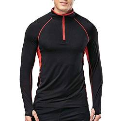 Herren Sport Quartal Postleitzahl Laufen Aktiv Fitness T-Shirts Trainieren Lange Ärmel Jersey mit Daumen Löcher Schwarz XL von Muscle Alive