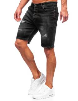 Muscle Alive Herren Denim Kurze Hose Shorts 11" Innennaht Schlank Fit Kurz Jeans Gebrochen Schwarz Größe 36 von Muscle Alive