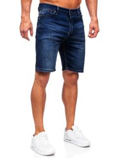 Muscle Alive Herren Denim Kurze Hose Shorts 11" Innennaht Schlank Fit Kurz Jeans Tiefes Blau Größe 38 von Muscle Alive