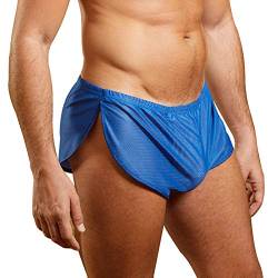 Muscle Alive Herren Extrem Mesh Kurze Hose mit Groß Teilt Seiten Unterwäsche Boxershorts Slip Unterhosen Blau L von Muscle Alive