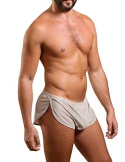 Muscle Alive Herren Extrem Mesh Kurze Hose mit Groß Teilt Seiten Unterwäsche Boxershorts Slip Unterhosen Grau XL von Muscle Alive