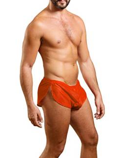 Muscle Alive Herren Extrem Mesh Kurze Hose mit Groß Teilt Seiten Unterwäsche Boxershorts Slip Unterhosen Orange L von Muscle Alive