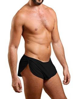 Muscle Alive Herren Extrem Mesh Kurze Hose mit Groß Teilt Seiten Unterwäsche Boxershorts Slip Unterhosen Schwarz XL von Muscle Alive