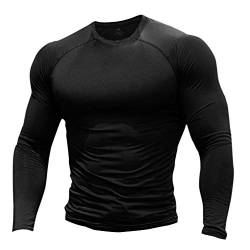 Muscle Alive Herren Fitness Langarmshirts Fest Kompression Grundschicht Bodybuilding Tops Polyester und Spandex 9309 Schwarz M von Muscle Alive