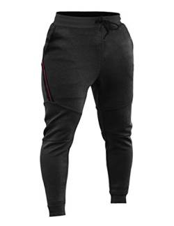 Muscle Alive Herren Hosen Joggers Trousers Longhosen for Sports Workoutpants Running Bodybuilding Sweatpants mit Reißverschlusstaschen Schwarz XL von Muscle Alive