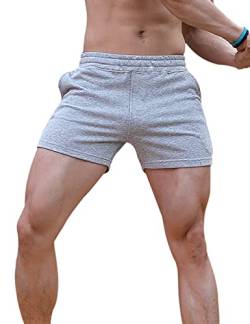 Muscle Alive Herren Kurz Fitnessstudio Bodybuilding Turnhose Sporthose Fitness Baumwolle Laufshorts 8003 Grau L von Muscle Alive