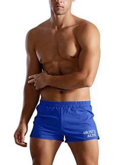 Muscle Alive Sporthose Herren Kurz Fitnessstudio Bodybuilding Turnhose Baumwolle Laufshorts blau XXL von Muscle Alive