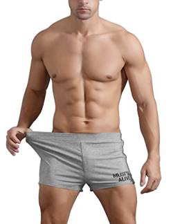 Musclealive Herren Fitnessstudio Bodybuilding Trainieren Kurze Hose Baumwolle Men Shorts, Style A Gray, 3inch Thin No Pockets - L-(Waist 34"-37") von Muscle Alive