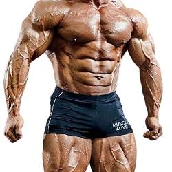 Musclealive Mens Gym Enge 4 inseam Bodybuilding Shorts Polyester und Lycra, MA-Black, Gr.XL von Muscle Alive