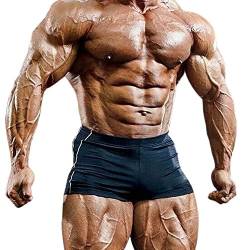 Musclealive Mens Gym Enge 4 inseam Bodybuilding Shorts Polyester und Lycra, PLN-Black, Gr.XL von Muscle Alive