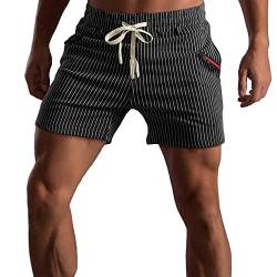 Muscle Cmdr Athletic Gym Shorts Elastische Taille Casual Pyjama Pocket Jogger Men Workout Short Pants 12.7CM Schrittlänge(Black/L) von Muscle Cmdr