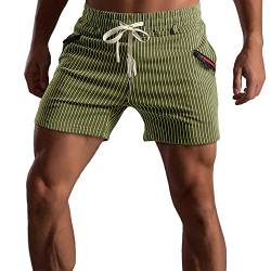 Muscle Cmdr Athletic Gym Shorts Elastische Taille Casual Pyjama Pocket Jogger Men Workout Short Pants 12.7CM Schrittlänge(Green/M) von Muscle Cmdr