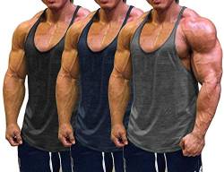 Muscle Cmdr Herren Workout Stringer Tanktops Y-Back Gym Fitness Trägershirt,Männer Muskelshirt Training Achselshirt Sport(Schwarz, Grau, Blau, Dünne Schulter, 3XL) von Muscle Cmdr