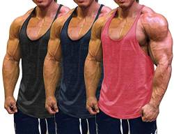 Muscle Cmdr Herren Workout Stringer Tanktops Y-Back Gym Fitness Trägershirt,Männer Muskelshirt Training Achselshirt Sport(Schwarz, Pink, Blau, dünne Schulter, 2XL) von Muscle Cmdr