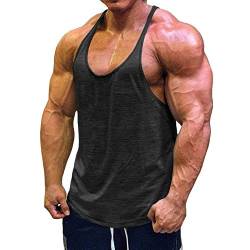 Muscle Cmdr Herren Workout Stringer Tanktops Y-Back Gym Fitness Trägershirt,Männer Muskelshirt Training Achselshirt Sport (Schwarz,Dünne Schulter,2XL) von Muscle Cmdr