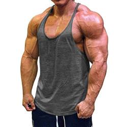 Muscle Cmdr Herren Workout Stringer Tanktops Y-Back Gym Fitness Trägershirt,Männer Muskelshirt Training Achselshirt Sport (grau,L) von Muscle Cmdr