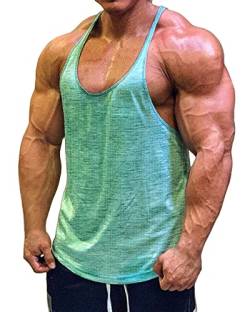 Muscle Cmdr Herren Workout Stringer Tanktops Y-Back Gym Fitness Trägershirt,Männer Muskelshirt Training Achselshirt Sport (grün,M) von Muscle Cmdr