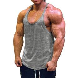 Muscle Cmdr Herren Workout Stringer Tanktops Y-Back Gym Fitness Trägershirt,Männer Muskelshirt Training Achselshirt Sport (hellgrau,L) von Muscle Cmdr