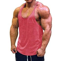 Muscle Cmdr Herren Workout Stringer Tanktops Y-Back Gym Fitness Trägershirt,Männer Muskelshirt Training Achselshirt Sport (rosa,2XL) von Muscle Cmdr
