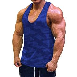 Muscle Cmdr Herren Workout Tank Top Running Bodybuilding Training Ärmelloses Shirt（Blau/M） von Muscle Cmdr