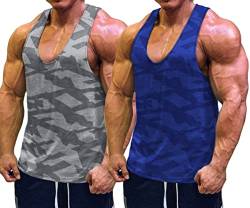 Muscle Cmdr Herren Workout Tank Top Running Bodybuilding Training Ärmelloses Shirt（Grau/Blau/L） von Muscle Cmdr