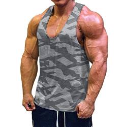 Muscle Cmdr Herren Workout Tank Top Running Bodybuilding Training Ärmelloses Shirt（Grau/L） von Muscle Cmdr
