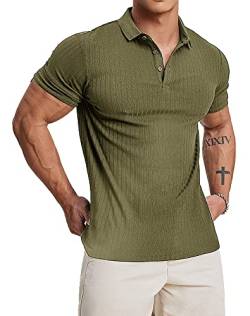 Muscle Cmdr Poloshirt Herren Kurzarm Baumwolle T Shirts Männer Hemd T-Shirt Slim Fit Golf Sports Grün/L von Muscle Cmdr