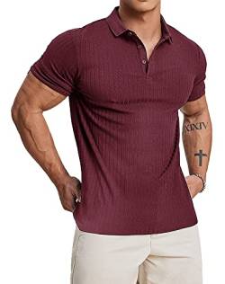Muscle Cmdr Poloshirt Herren Kurzarm Baumwolle T Shirts Männer Hemd T-Shirt Slim Fit Golf Sports Rosa/2XL von Muscle Cmdr