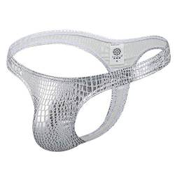 MuscleMate 2022 Hot Herren Tanga G-String Unterwäsche Glitzer Verziert Männer Schimmernde Tanga G-String Jockstrap Unterhosen, silber, X-Large von MuscleMate