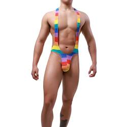 MuscleMate 2022 Neu Herren Singlet Body Rainbow Pride Hot Herren Jumpsuit Flirting Leotard Herren Wrestling Bodysuit, Rainbow Pride, Medium von MuscleMate