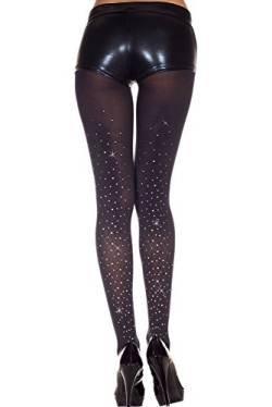 Music Legs Damen-Strass-Strasssteine, blickdicht, Spandex, Schwarz, Einheitsgre von Music Legs