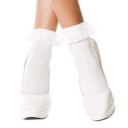 Music Legs Women's Lace Ruffle Opaque Anklet, White, one Size Queen von Music Legs