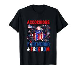 Accordions Fireworks Proud Freedom 4th Of July Instrument T-Shirt von Musical, Musician 4th Of July Costume