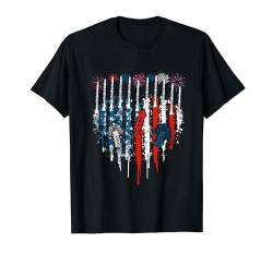 Clarinets Cute Heart Shape Flag 4th Of July Instrument T-Shirt von Musical, Musician 4th Of July Costume
