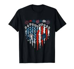 Harps Cute Heart Shape Flag 4th Of July Instrument T-Shirt von Musical, Musician 4th Of July Costume