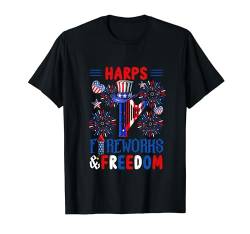 Harps Fireworks Proud Freedom 4th Of July Instrument T-Shirt von Musical, Musician 4th Of July Costume