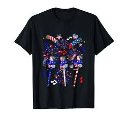 Three Red Blue White Cute Bassoons 4th Of July Instrument T-Shirt von Musical, Musician 4th Of July Costume