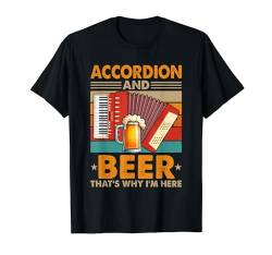 Vintage Retro Accordion And Beer Funny Drinker Instrument T-Shirt von Musical, Musician Vacations Costume