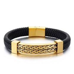 Herren Leder Armband, Armreifen Herren Gold Seil Armbänder Herren Magnetschnalle Geflochten Schmuck Herren Romantische Geschenke für Männer von Musihy