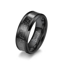 Herren Ring Wolfram, Ringe für Herren 52 (16.6) Ringe für Männer Schwarz Eingelegte Schwarze Seide Ring Jewelry von Musihy