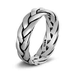 Männer Ring, 925 Silber Ringe Ring For Men Silver Poliertes Geflochtenes Kettenblatt Größe 60 (19.1) von Musihy