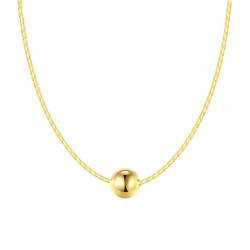 Musihy Anhänger Halskette Damen, Halskette mit Kugelanhänger aus 925er Silber für Damen, poliert, 40 + 5 cm, Gold von Musihy