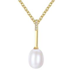 Musihy Anhänger Halskette Damen, Schlichte und elegante Damen-Halskette mit Perlenanhänger, 40+5 cm, Weiß von Musihy