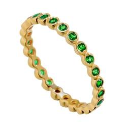 Musihy Damen Goldringe, Runder Smaragd-Versprechensring für Frauen, Erstellter Smaragd, Größe 50 (15.9) von Musihy