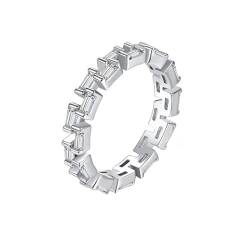 Musihy Damen Ringe, 3,3 mm breiter Damenring mit weißem, rechteckigem Zirkonia, Silber, Größe 57 (18.1) von Musihy
