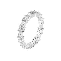 Musihy Damen Ringe, 3,4 MM Damen-Modering mit weißer Blume aus Zirkonia, Silber, Größe 54 (17.2) von Musihy