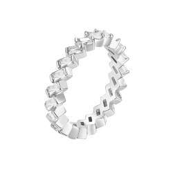 Musihy Damen Ringe, 3,7 MM geometrischer Zirkonia-Fingerring für Damen, Silber, Größe 54 (17.2) von Musihy