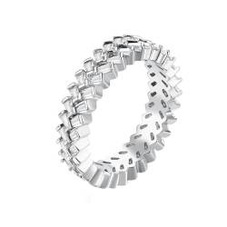 Musihy Damen Ringe, 4,9 mm breiter Damenring mit geometrischem Zirkonia in Weiß, Silber, Größe 60 (19.1) von Musihy