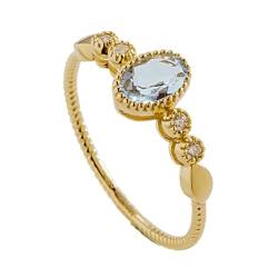 Musihy Damen Ringe, Damenmode-Ring mit ovalem Moissanit, 14K Gold, Größe 53 (16.9) von Musihy