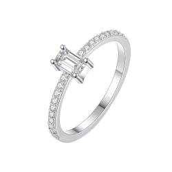 Musihy Damen Ringe, Halber Eternity-Ring mit rechteckigem Zirkonia für Damen, Silber, Größe 57 (18.1) von Musihy
